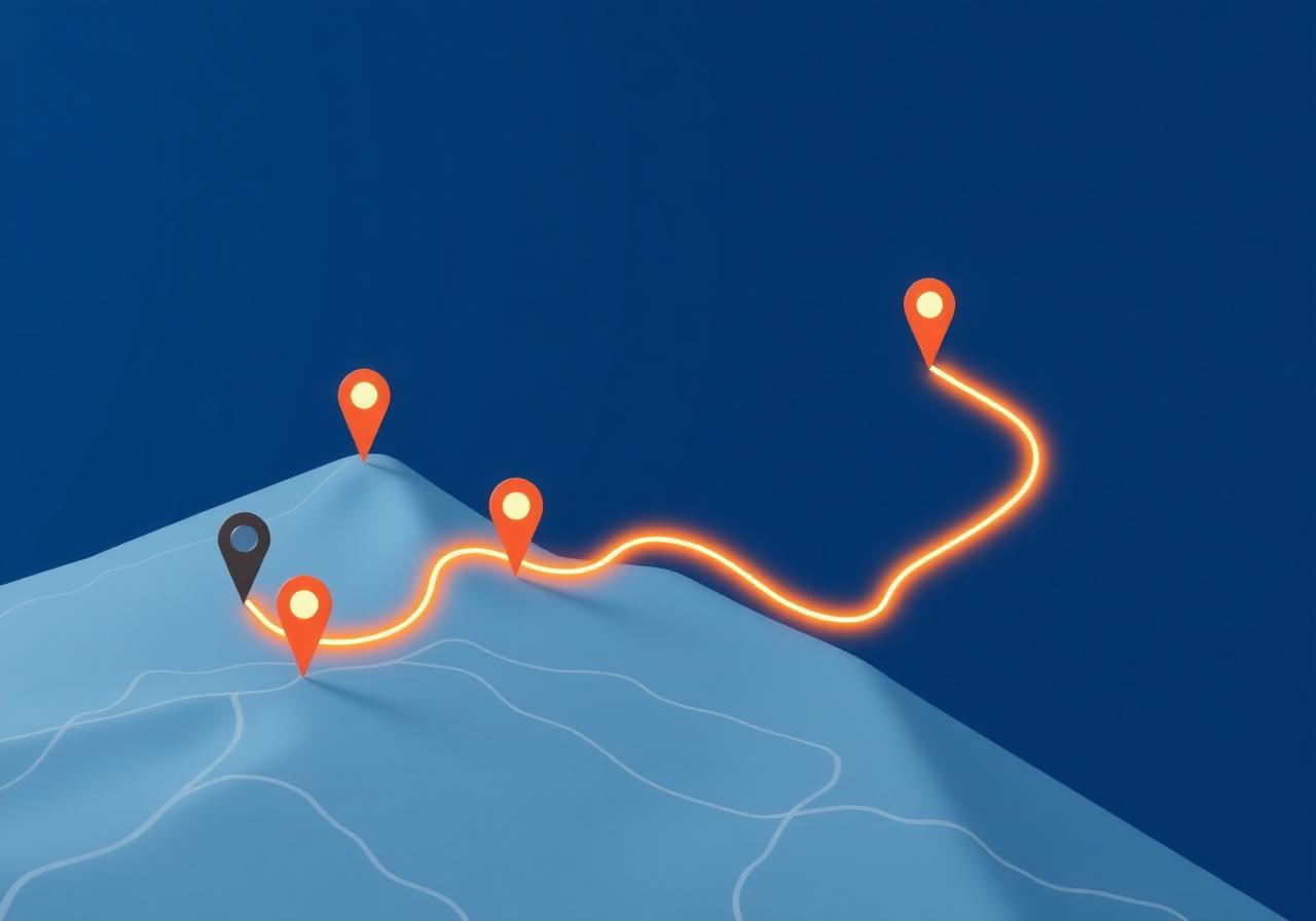Route map with milestone pins showing a clear career path