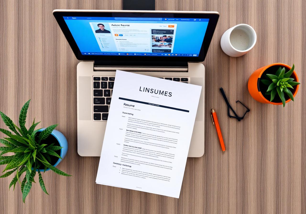 Polished CV and LinkedIn profile on a desk